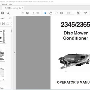 Gehl 2345 2365 Disc Mower Conditioner Operator's Manual 908047 - PDF DOWNLOAD