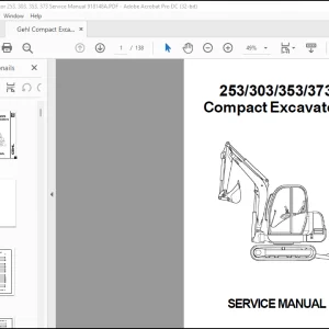 Gehl 253, 303, 353, 373 Compact Excavator Service Manual 918148B - PDF DOWNLOAD