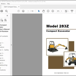 Gehl 283Z Compact Excavator Operator's Manual 918254 - PDF DOWNLOAD