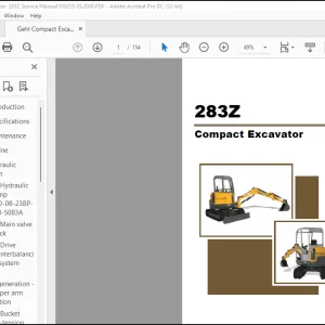 Gehl 283Z Compact Excavator Service Manual 918255 - PDF DOWNLOAD