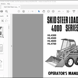 Gehl 4000 Series HL4300 HL4500 HL4600 HL4700 Skid Steer Loader Operator’s Manual 902095 - PDF DOWNLOAD