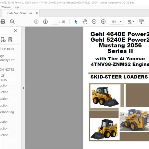 Gehl 4640E, 5240E Power2 Mustang 2056 Series II with Tier 4i Yanmar 4TNV98-ZNMS2 Engine Skid Loader Service Manual - PDF DOWNLOAD