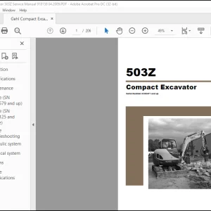 Gehl 503Z Compact Excavator Service Manual 918159 - PDF DOWNLOAD