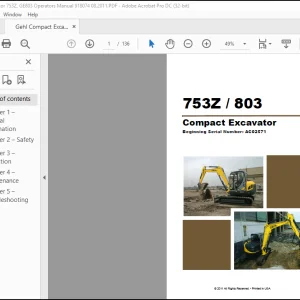 Gehl 753Z 803 Compact Excavator Operator's Manual 918074 - PDF DOWNLOAD