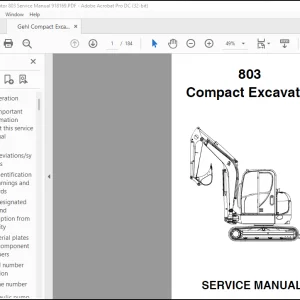 Gehl 803 Compact Excavator Service Manual 918169 - PDF DOWNLOAD
