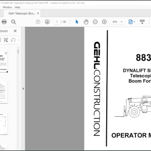 Gehl 883 Dynalift Series Telescoping Boom Forklift Operator's Manual 907336 - PDF DOWNLOAD