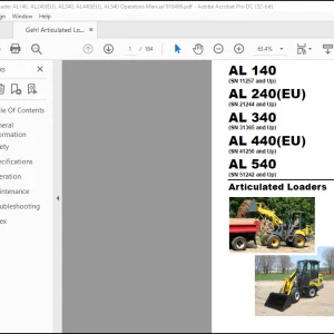 Gehl AL 140 AL 240 AL 340 AL 440(EU) AL 540 Articulated Loader Operator's Manual 918496 - PDF DOWNLOAD