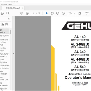 Gehl AL 140 AL 240(EU) AL 340 AL 440(EU) AL 540 Articulated Loader Operator’s Manual 918496 - PDF DOWNLOAD
