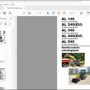 Gehl AL 140 AL 240(EU) AL 340 AL 440(EU) AL 540 Derékcsuklós rakodógépek Kezelési útmutató 50940567 - PDF DOWNLOAD