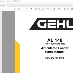 Gehl AL 140 (SN 13000 and Up) Articulated Loader Parts Manual 50940347 - PDF DOWNLOAD