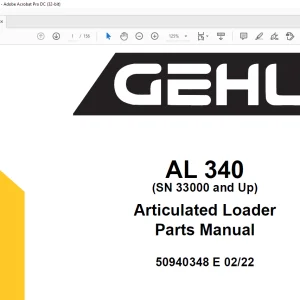 Gehl AL 340 (SN 33000 and Up) Articulated Loader Parts Manual 50940348 - PDF DOWNLOAD