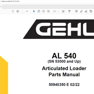 Gehl AL 540 (SN 53000 and Up) Articulated Loader Parts Manual 50940350 - PDF DOWNLOAD