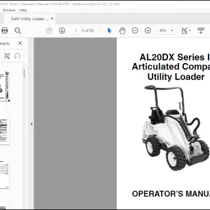 Gehl AL20DX Series II Articulated Compact Utility Loader Operator's Manual 918024 - PDF DOWNLOAD