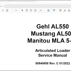 Gehl AL550 Mustang AL508 Manitou MLA 5-60 Articulated Loader Service Manual 50940658 - PDF DOWNLOAD
