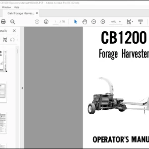 Gehl CB1200 Forage Harvester Operator's Manual 902485A - PDF DOWNLOAD