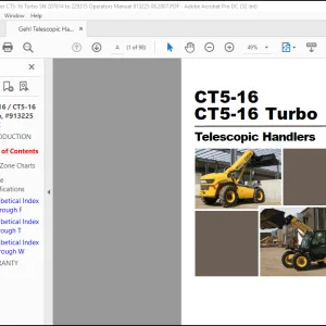 Gehl CT5-16 CT5-16 Turbo Telescopic Handler Operator's Manual 913225 - PDF DOWNLOAD