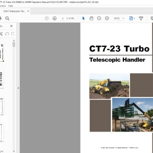 Gehl CT7-23 Turbo Telescopic Handler Operator's Manual 913222 - PDF DOWNLOAD
