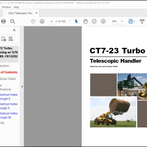 Gehl CT7-23 Turbo Telescopic Handler Operator's Manual 913292 - PDF DOWNLOAD