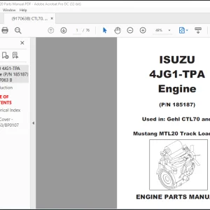 Gehl CTL70 Compact Track Loader Isuzu 4JG1-TPA Engine Parts Manual 917063B - PDF DOWNLOAD