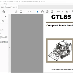 Gehl CTL85 Compact Track Loader Service Manual 917338 - PDF DOWNLOAD