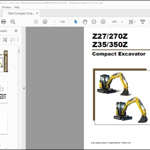 Gehl Compact Excavator Z27, 270Z, Z35, 350Z Service Manual 50940109 - PDF DOWNLOAD