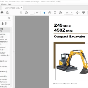 Gehl Compact Excavator Z45 Gen2, 450Z NXT2 Service Manual 50940272 - PDF DOWNLOAD