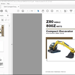 Gehl Compact Excavator Z80 GEN2, 800Z NXT2 Service Manual 50940326 - PDF DOWNLOAD