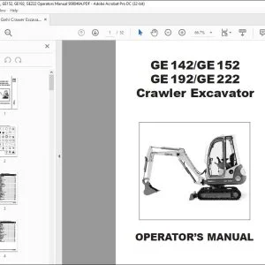 Gehl Crawer Excavator GE142, GE152, GE192, GE222 Operators Manual 908049 - PDF DOWNLOAD