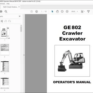 Gehl Crawler Excavator GE802 Operators Manual 908147 - PDF DOWNLOAD