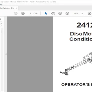 Gehl DC2412 Disc Mower Conditioner Operator's Manual 908151A - PDF DOWNLOAD