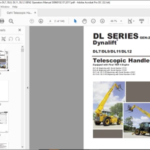 Gehl DL SERIES GEN2 Dynalift DL7 DL9 DL11 DL12 Telescopic Handler Operator's Manual 50960102 - PDF DOWNLOAD