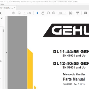 Gehl DL11-44 DL11-55 GEN:3 DL12-40 DL12-55 GEN:3 Telescopic Handler Parts Manual 50960178 - PDF DOWNLOAD