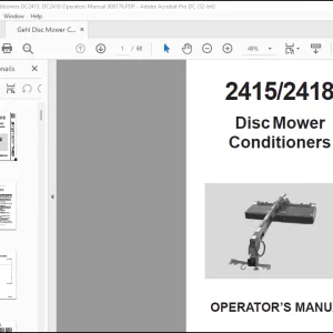 Gehl Disc Mower Conditioners DC2415, DC2418 Operators Manual 908176  - PDF DOWNLOAD