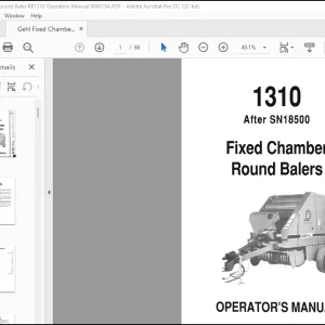 Gehl Fixed Chamber Round Baler RB1310 Operators Manual 906015A - PDF DOWNLOAD