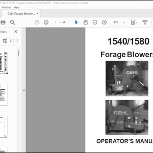 Gehl Forage Blowers 1540 1580 OPERATOR’S MANUAL(907076)  - PDF DOWNLOAD