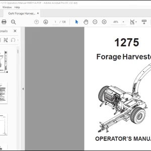 Gehl Forage Harvester 1275 Operators Manual 908011A - PDF DOWNLOAD