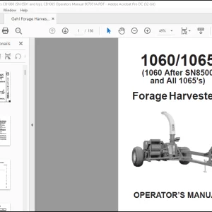Gehl Forage Harvesters CB1060 (SN 8501 and Up), CB1065 Operators Manual 907051A - PDF DOWNLOAD
