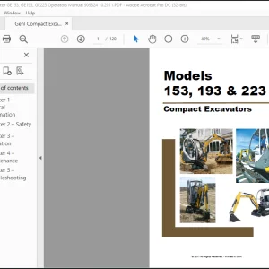 Gehl GE153 GE193 GE223 Compact Excavator Operator's Manual 909824 - PDF DOWNLOAD
