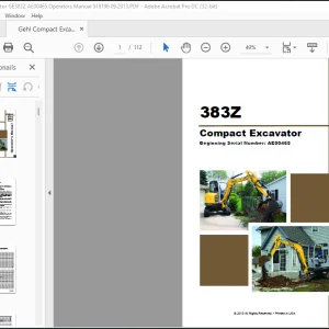 Gehl GE383Z Compact Excavator Operator's Manual 918196 09.2013 - PDF DOWNLOAD