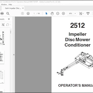 Gehl Impeller Disc Mower Conditioner DC2512 Operators Manual 909871B - PDF DOWNLOAD