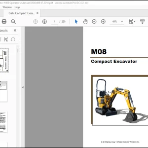 Gehl M08 Compact Excavator Operator's Manual 50940489 - PDF DOWNLOAD