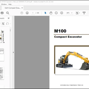 Gehl M100 Compact Excavator Operator's Manual 50940495 - PDF DOWNLOAD