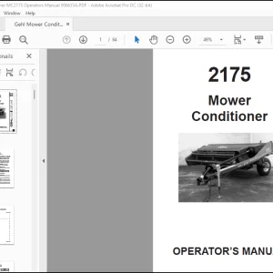 Gehl MC2175 Mower Conditioner Operator's Manual 906635 - PDF DOWNLOAD