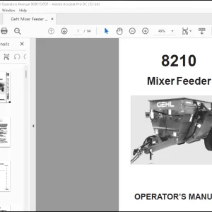 Gehl Mixer Feeder 8210 Operators Manual 908015  - PDF DOWNLOAD