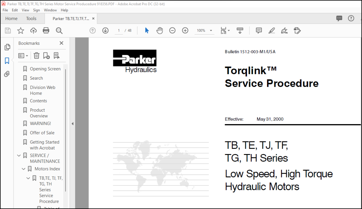 Gehl Parker Tb Te Tj Tf Tg Th Series Low Speed High Torque Hydraulic