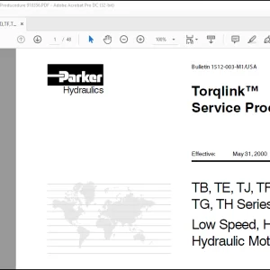 Gehl Parker TB TE TJ TF TG TH Series Low Speed High Torque Hydraulic Motors Service Procedure Manual 918356 - PDF DOWNLOAD