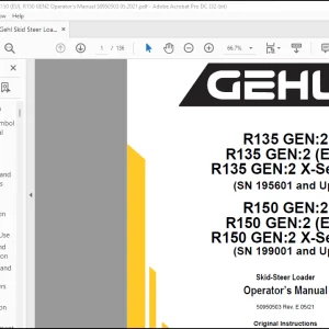 Gehl R135 GEN:2, R150 GEN:2 Skid-Steer Loader Operator’s Manual 50950503 - PDF DOWNLOAD
