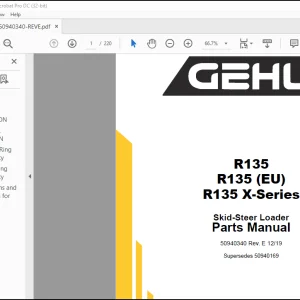 Gehl R135 R135 (EU)R135 X-Series Skid-Steer Loader Parts Manual 50940340 - PDF DOWNLOAD