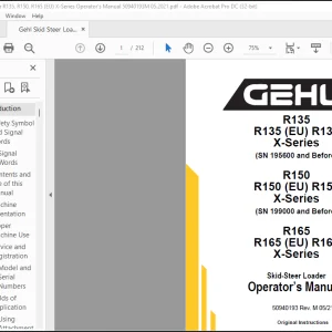 Gehl R135, R150, R165 Skid-Steer Loader Operator’s Manual 50940193 - PDF DOWNLOAD