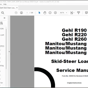 Gehl R190, R220 & R260 Manitou-Mustang 1900R, 2200R, 2600R Skid-Steer Loaders Service Manual 50950134 - PDF DOWNLOAD